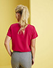 Short Sleeve Pleat Neck Blouse, Hot Pink